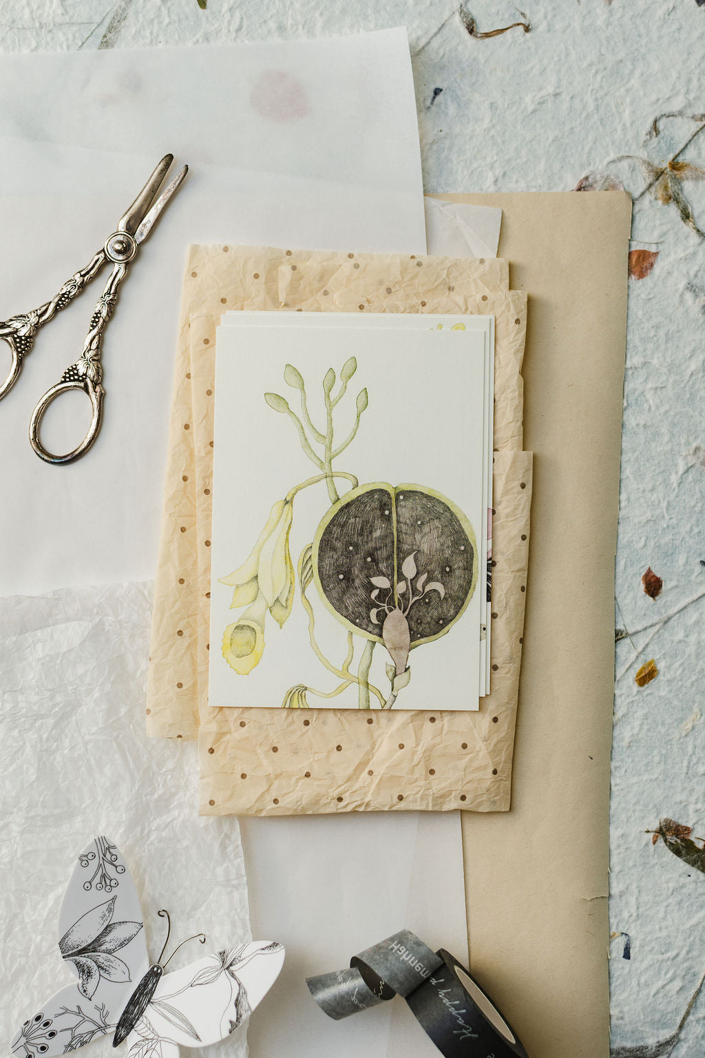 Set of five postcards "Whispers of Blossoms"