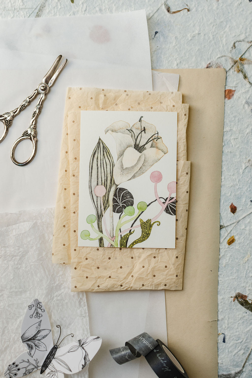 Set of five postcards "Whispers of Blossoms"