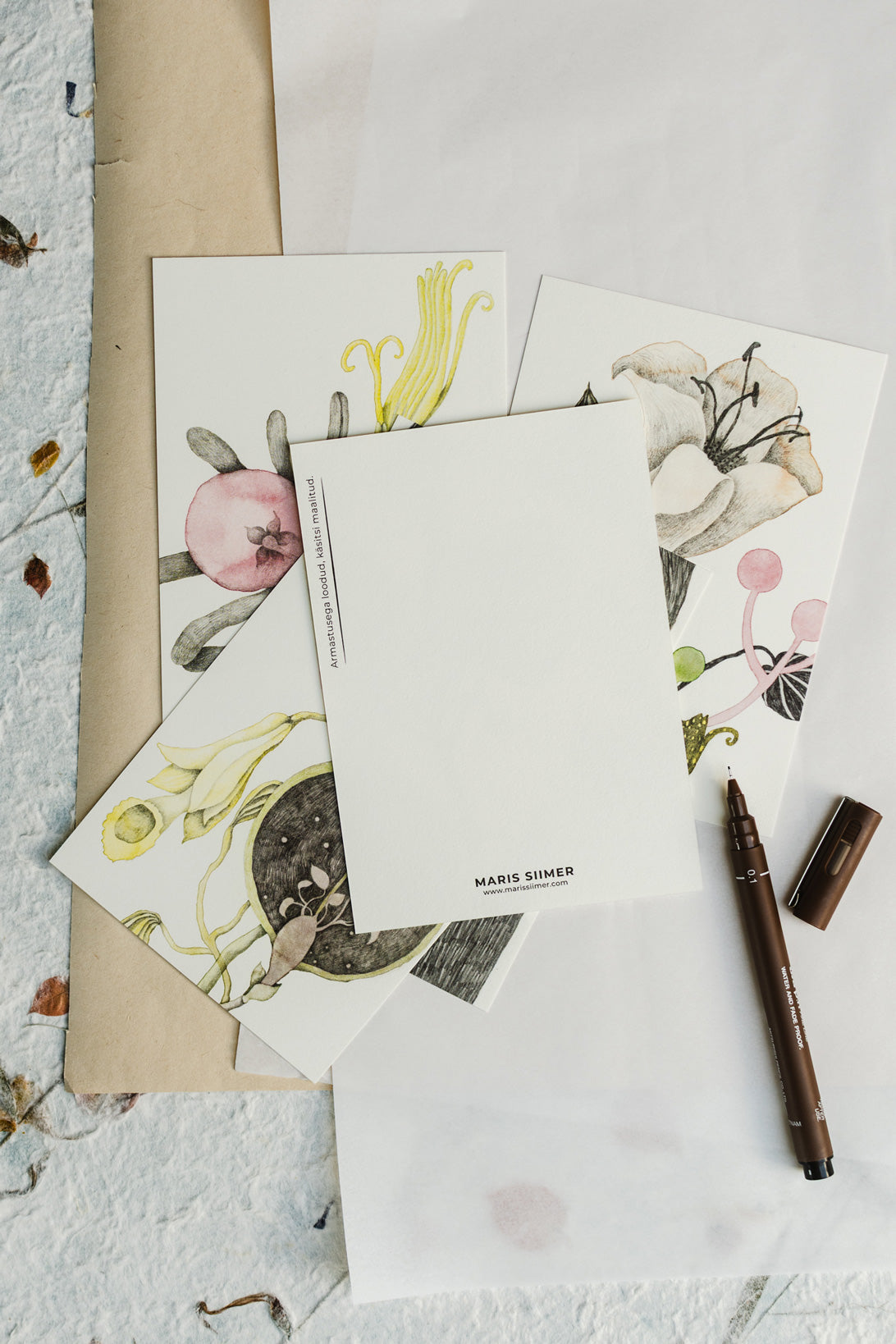 Set of five postcards "Whispers of Blossoms"