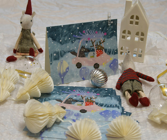 Set of five folded Christmas cards "A Few Days Before Christmas Eve”