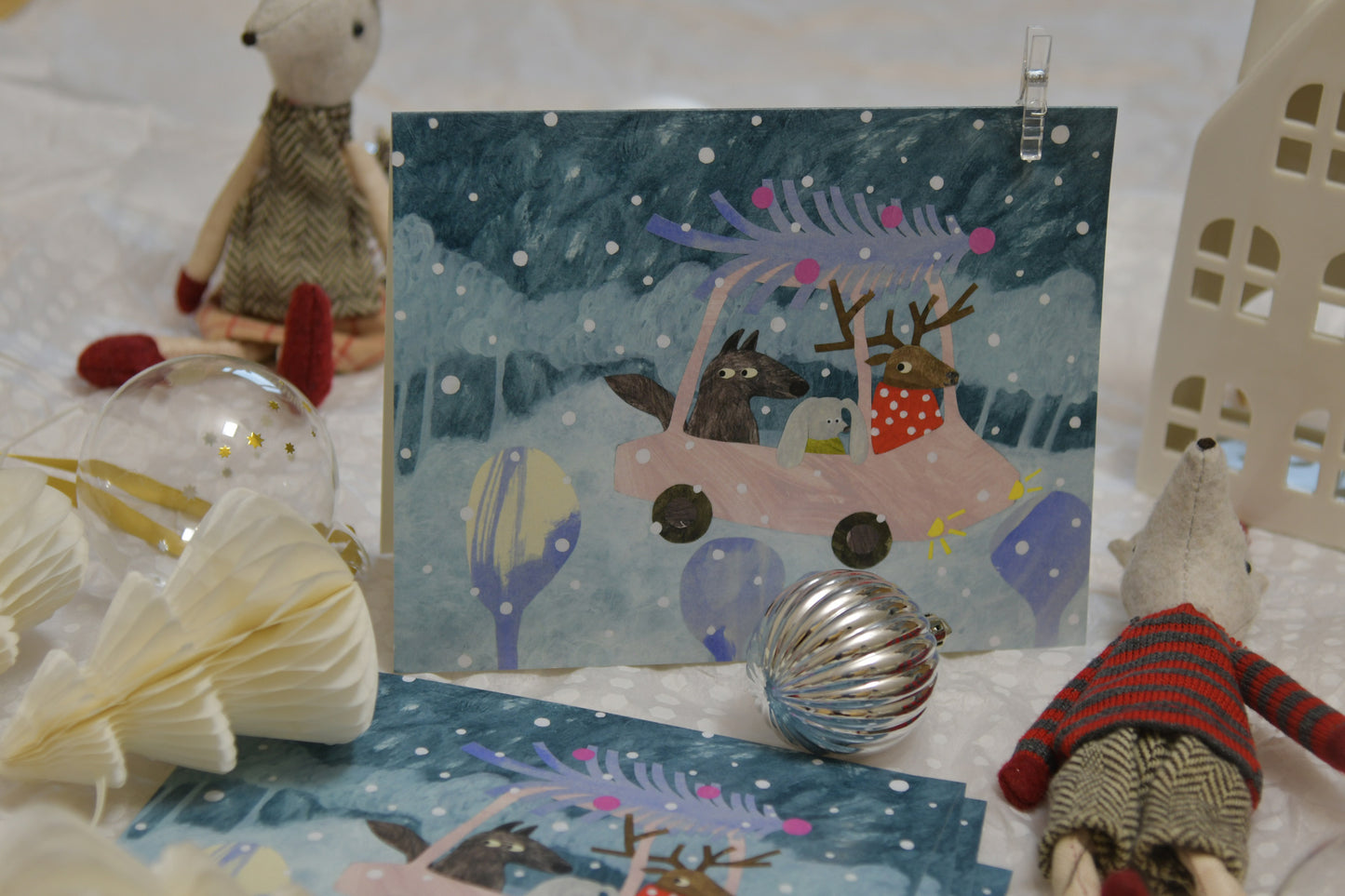 Set of five folded Christmas cards "A Few Days Before Christmas Eve”