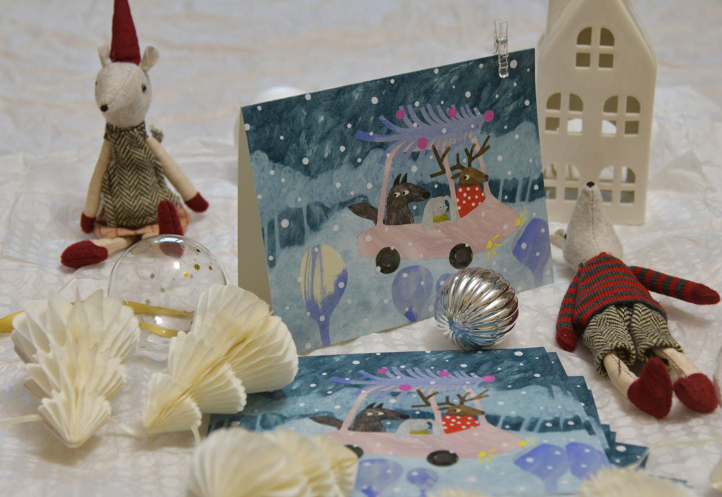 Set of five folded Christmas cards "A Few Days Before Christmas Eve”